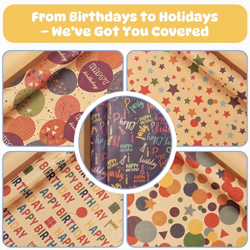 50% OFF Homelyhi 5 Rolls Birthday Wrapping Paper Set - Image 5