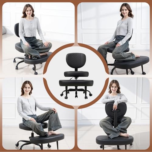 50% Off Avocahom Ergonomic Cross Legged Office Chair with Leg Rest - Image 4