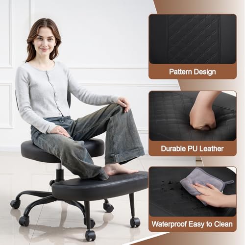 50% Off Avocahom Ergonomic Cross Legged Office Chair with Leg Rest - Image 5