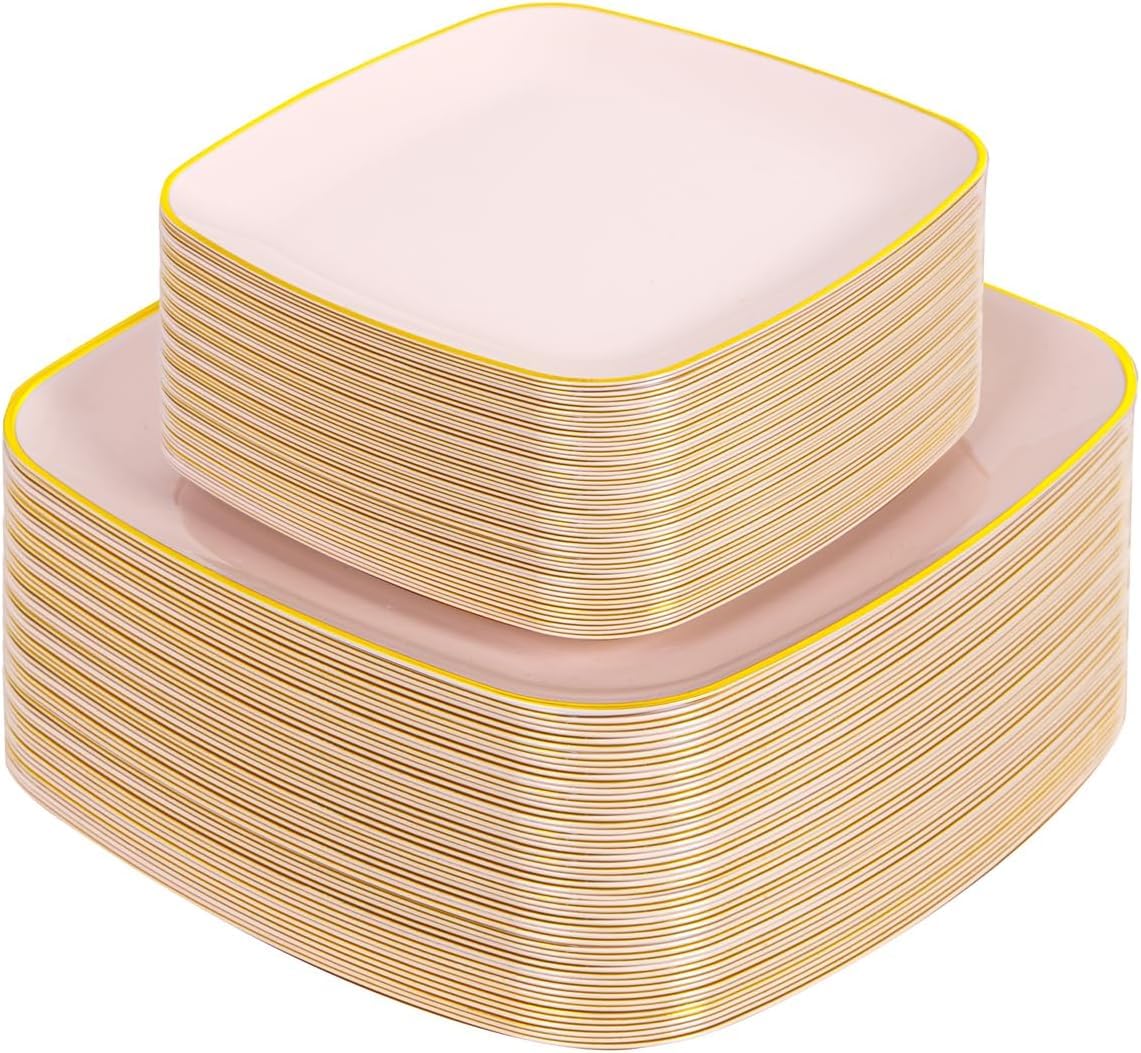Save 6% on 100-Piece Pink & Gold Disposable Plates