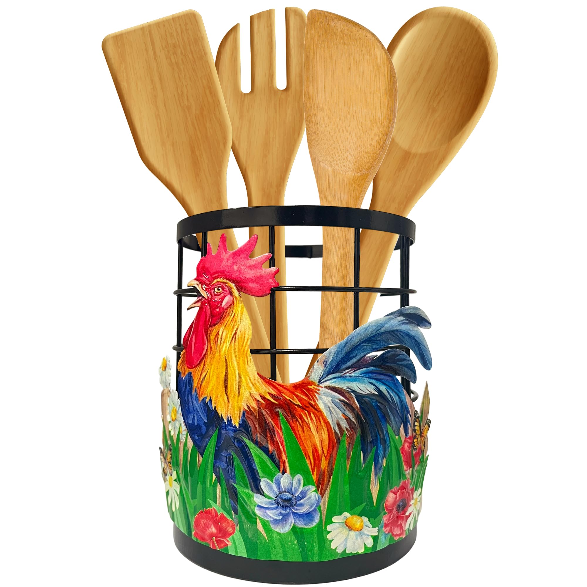 50% Off Taesun Rooster Utensil Holder for Farmhouse Kitchen