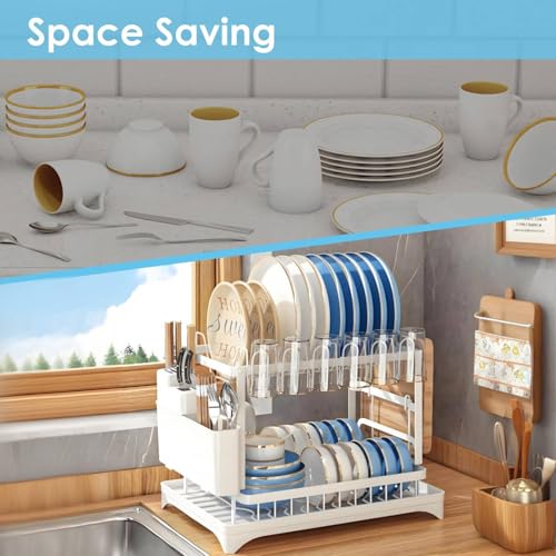 50% Off AIDERLY 2-Tier Dish Rack with Utensil Basket - Image 4