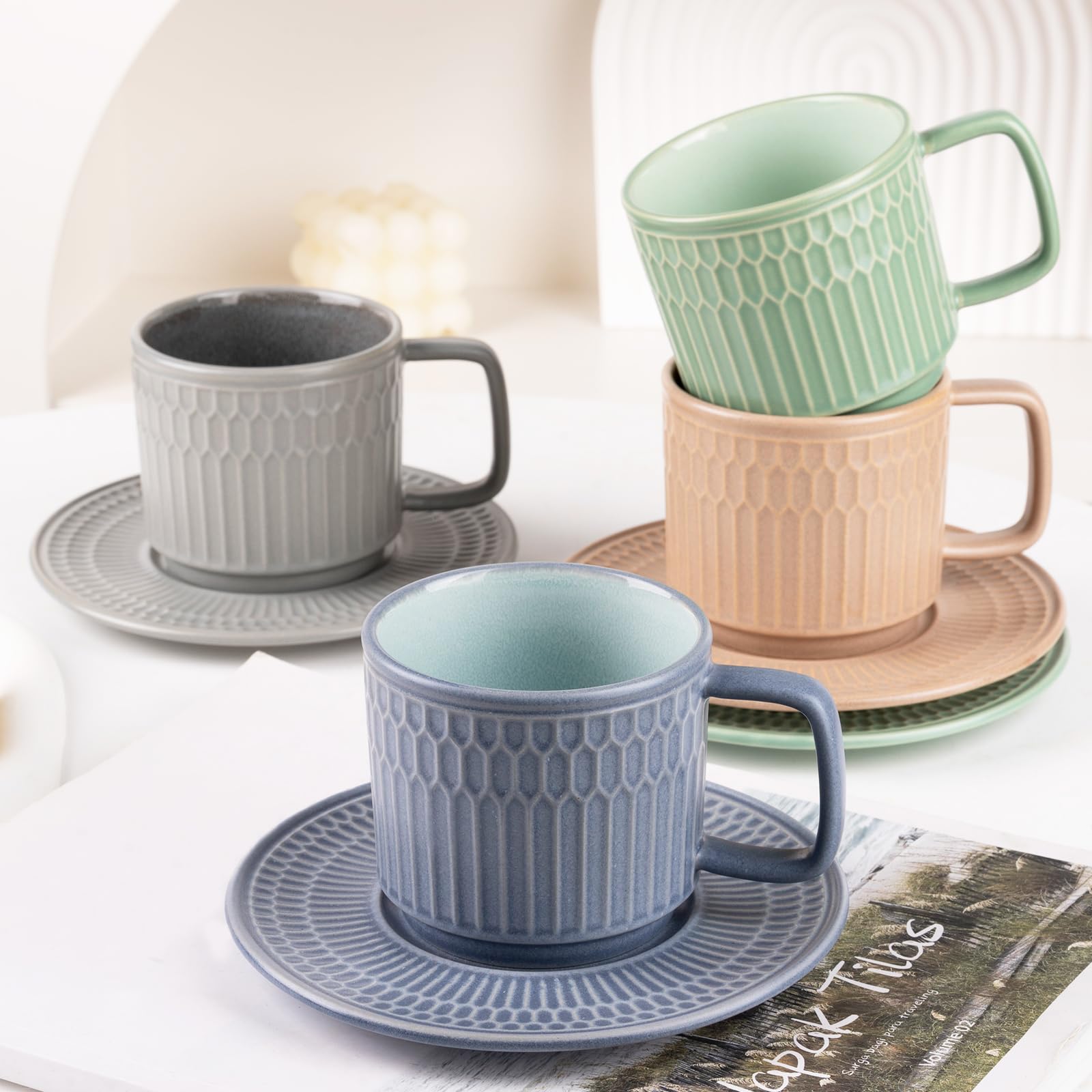 50% Off 4-Piece Ceramic Cappuccino Cup Set - Image 1
