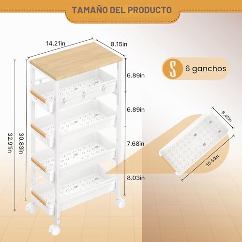 24% Off SUNALLY Slim Rolling Cart – 5-Tier Storage - Image 4