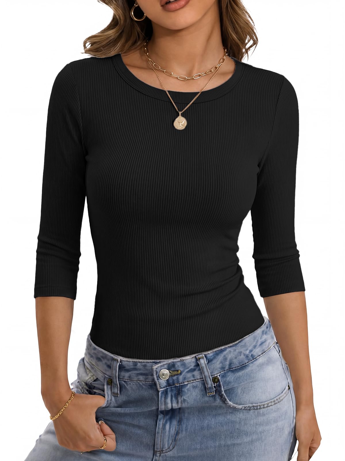GKBK Women's 3/4 Sleeve Top for $5.87 with Code YRKD9L3Y