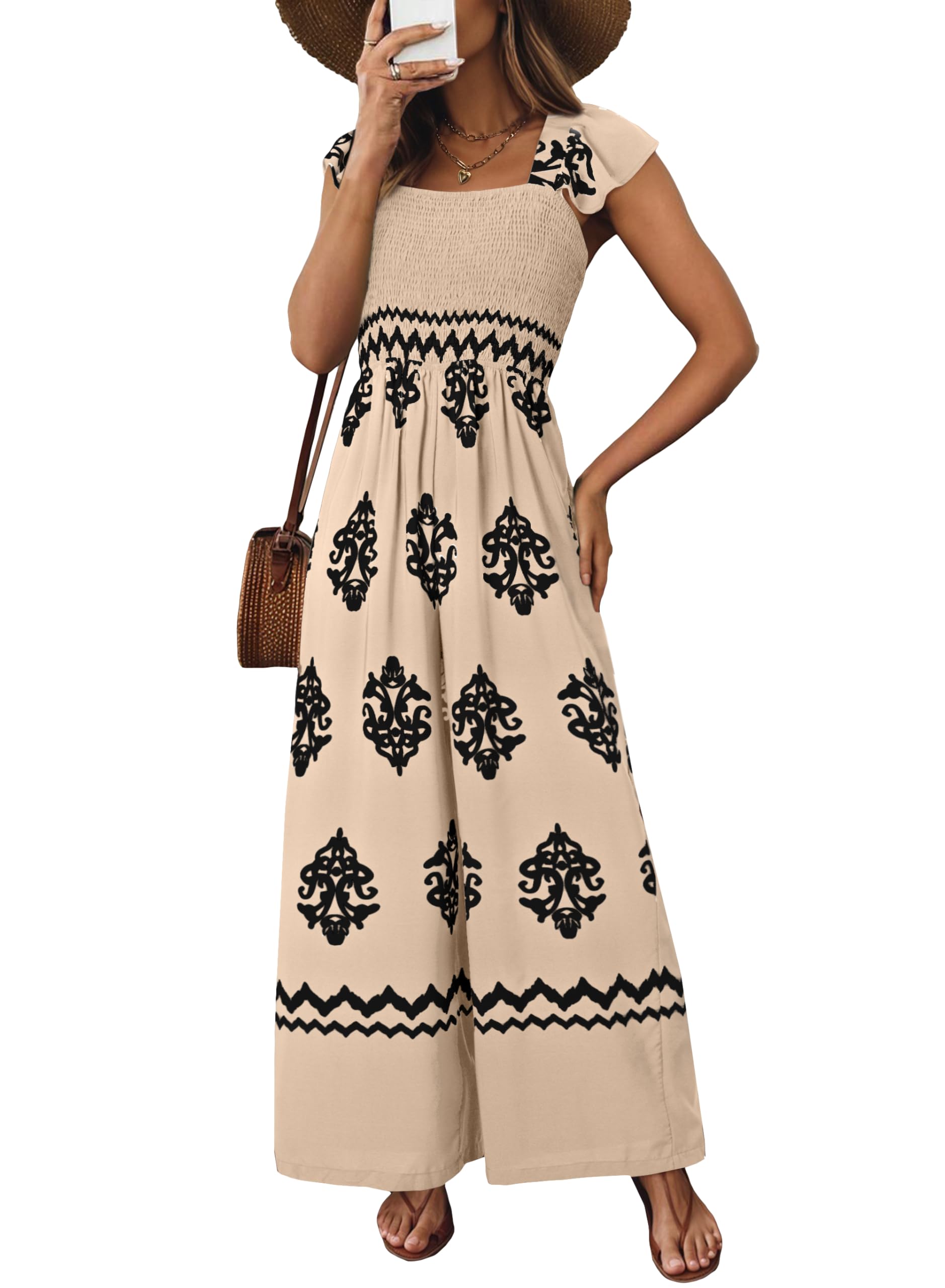 19% Off Happy Sailed Women's Printed Square Neck Jumpsuit