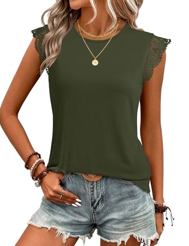 50% Off: JUSTFASHIONNOW Women's Lace Trim Cap Sleeve Blouse - Image 2