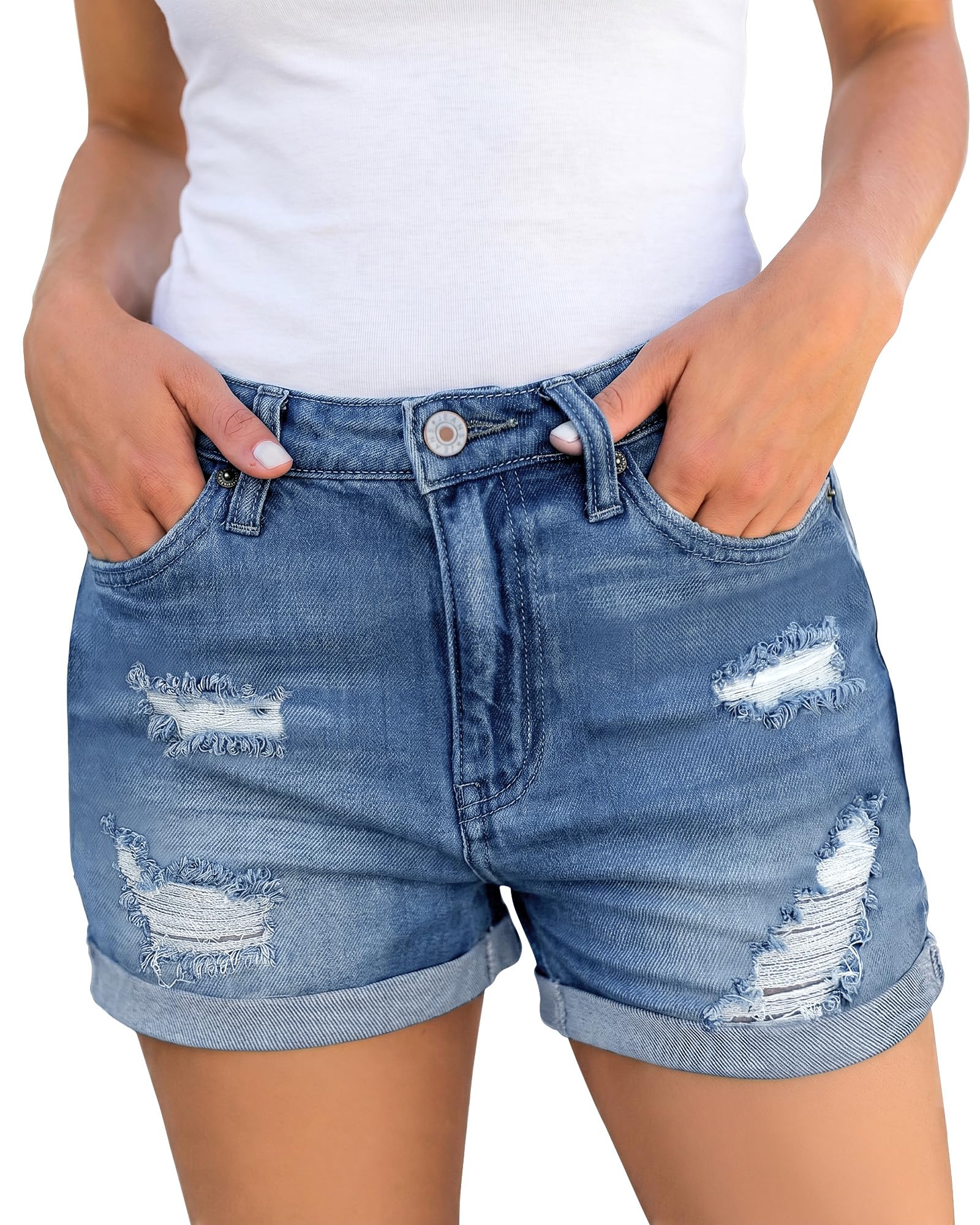 Save with Code 69Y7VM7A on Luvamia Ripped Denim Shorts for Women