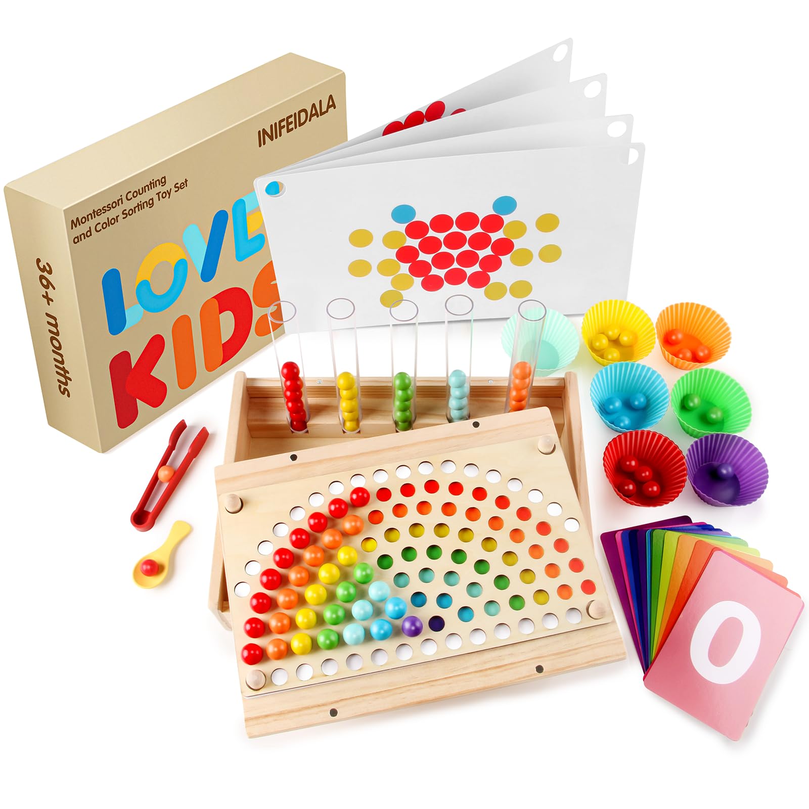 50% Off INIFEIDALA Montessori Wooden Counting Toy for Ages 3-6