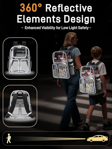 50% Off Clear Backpack with Reflective Strips & TPU Design - Image 3