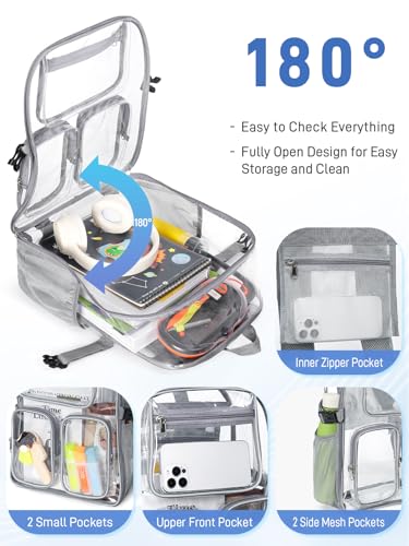 50% Off Clear Backpack with Reflective Strips & TPU Design - Image 7