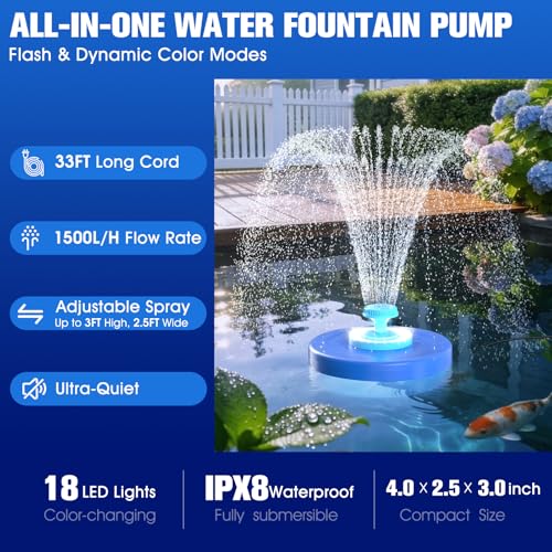 42% Off HaiNova Floating Pond Fountain with LED - Image 6