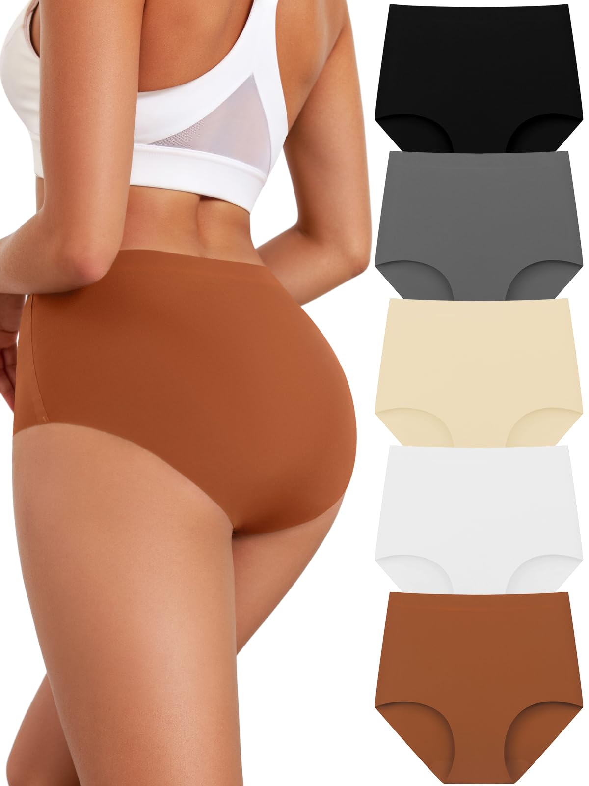 tichers High Waist Seamless Briefs 5-Pack at $3.99