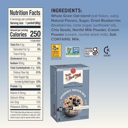 23% Off Bob's Red Mill Protein Oats, Blueberries & Cream – 16 Packets - Image 3