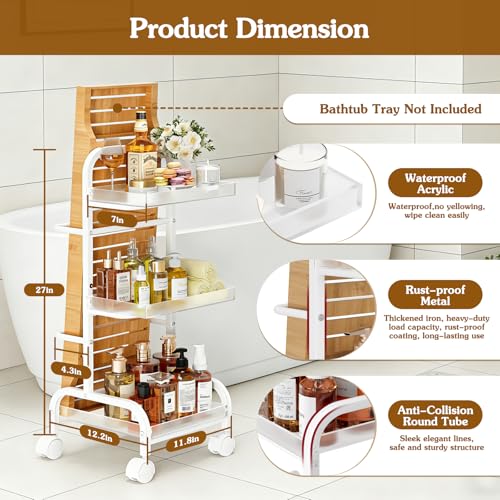50% Off VINAEMO Bathroom Cart with Bathtub Tray Holder - Image 3