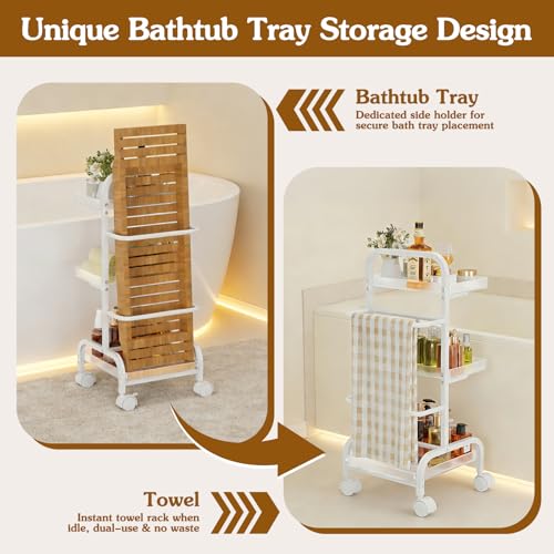 50% Off VINAEMO Bathroom Cart with Bathtub Tray Holder - Image 4
