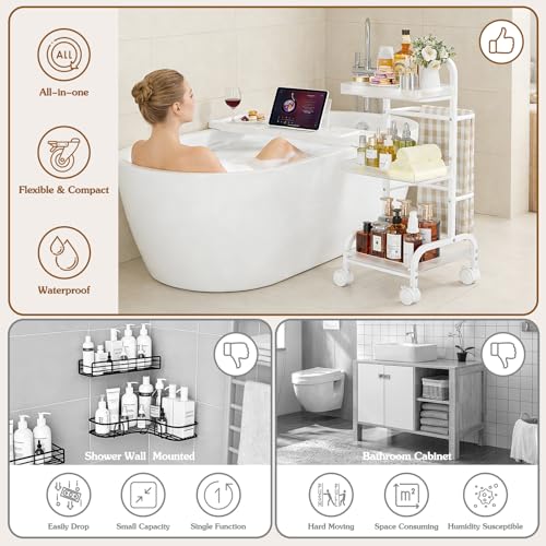 50% Off VINAEMO Bathroom Cart with Bathtub Tray Holder - Image 7