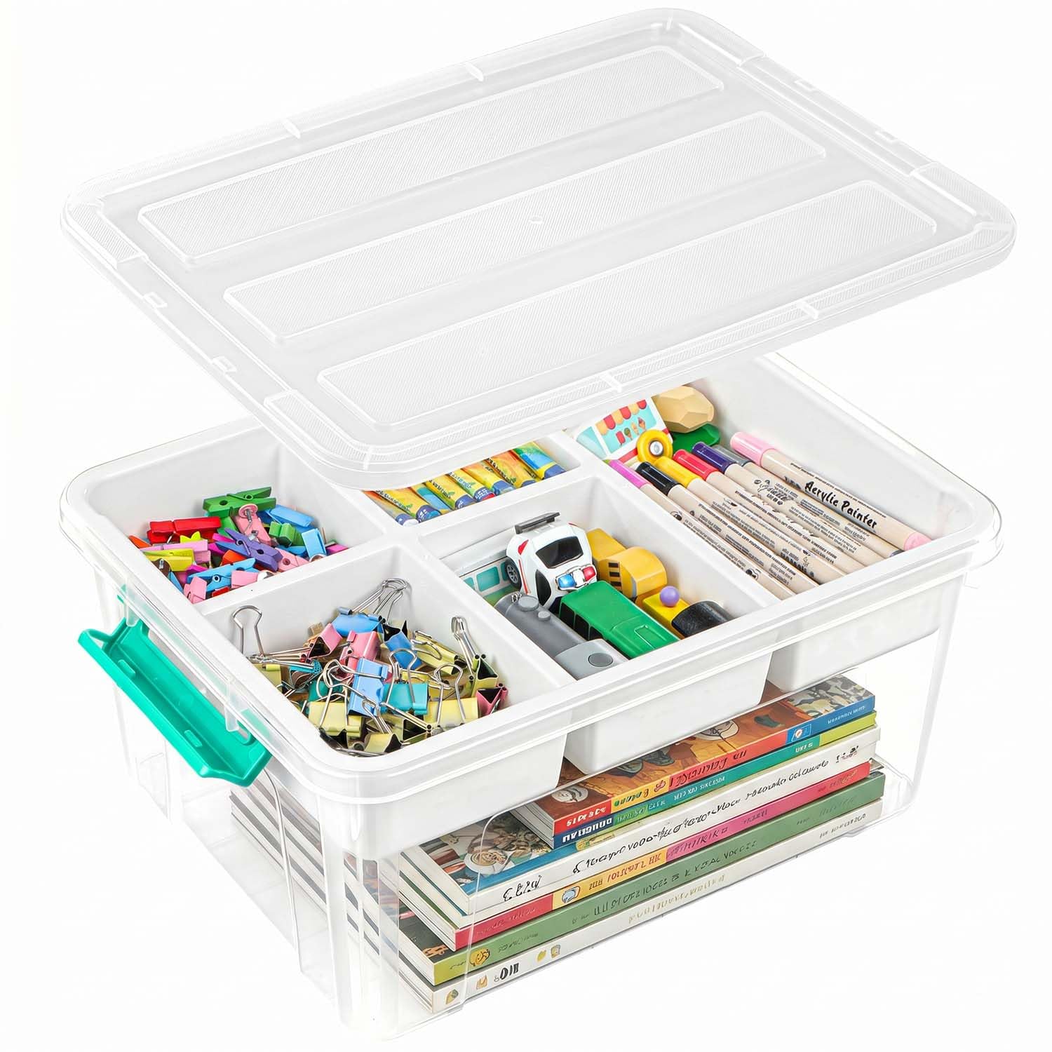 EOENVIVS Clear Stackable Storage Organizer Box with Dividers