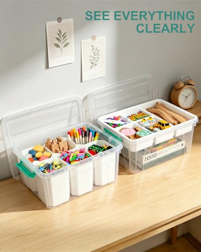 EOENVIVS Clear Stackable Storage Organizer Box with Dividers - Image 4