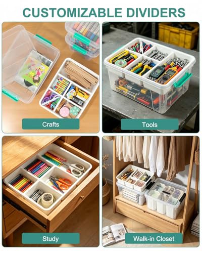 EOENVIVS Clear Stackable Storage Organizer Box with Dividers - Image 5