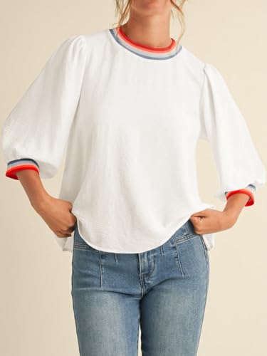 50% Off Tankaneo Women's 3/4 Sleeve Puff Blouse - Image 3