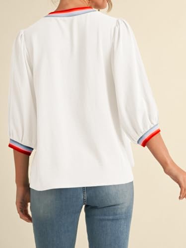 50% Off Tankaneo Women's 3/4 Sleeve Puff Blouse - Image 4