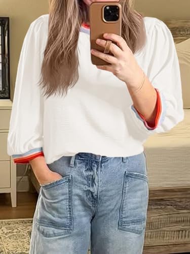 50% Off Tankaneo Women's 3/4 Sleeve Puff Blouse - Image 6