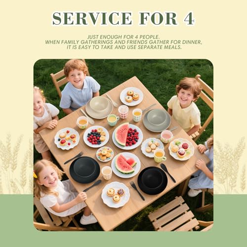 Wrova 20-Piece Wheat Straw Dinnerware Set – Great Value - Image 6