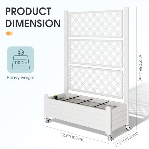 13% Off Resin Raised Garden Bed with Trellis & Wheels - Image 4