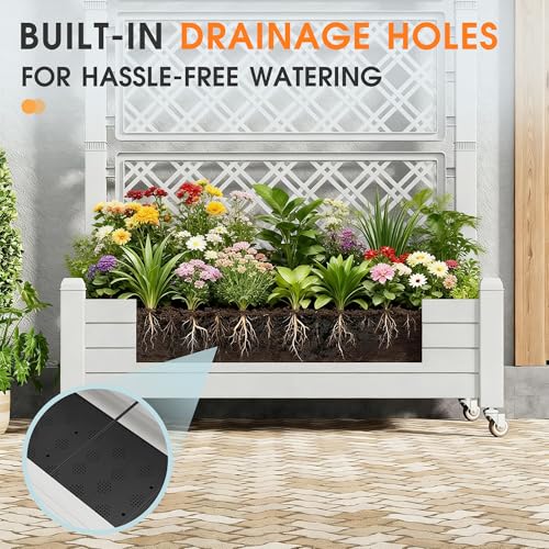 13% Off Resin Raised Garden Bed with Trellis & Wheels - Image 7