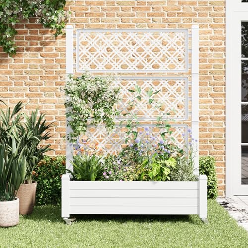 13% Off Resin Raised Garden Bed with Trellis & Wheels - Image 8