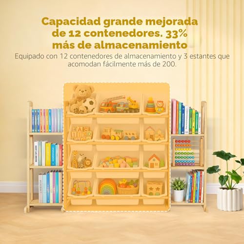 Save 50% on Wooden Toy Storage Organizer with 12 Bins - Image 6