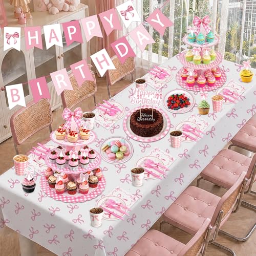 50% Off Pink Ribbon 198-Piece Party Kit for 24 Guests - Image 6